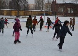 Młodzież z Ciechocinka na lodowisku w Toruniu