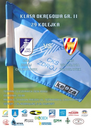 Liga Okręgowa Seniorów: CKS Zdrój Ciechocinek vs. WKS Włocłavia Włocławek