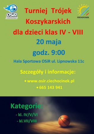 Turniej Trójek Koszykarskich dla dzieci klas IV - VIII
