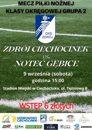 Liga Okręgowa Seniorów: CKS Zdrój Ciechocinek vs. Noteć Gębice