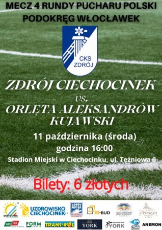4 Runda Pucharu Polski: CKS Zdrój Ciechociek vs. Orlęta Aleksandrów Kujawski